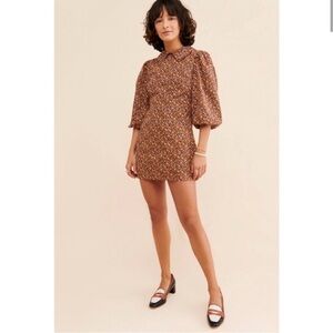 Free People Making Plans Floral Puff Sleeves Mini Dress